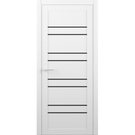 Luxdoors модель Дублін колір білий вініл з чорним склом Luxdoors модель Дублін колір білий вініл з чорним склом