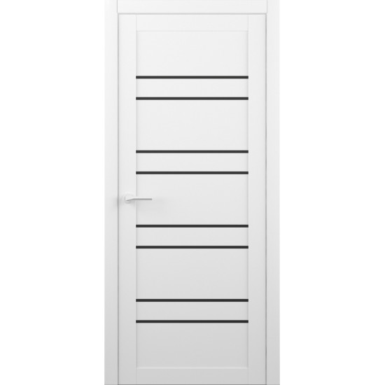 Luxdoors модель Дублін колір білий вініл з чорним склом Luxdoors модель Дублін колір білий вініл з чорним склом